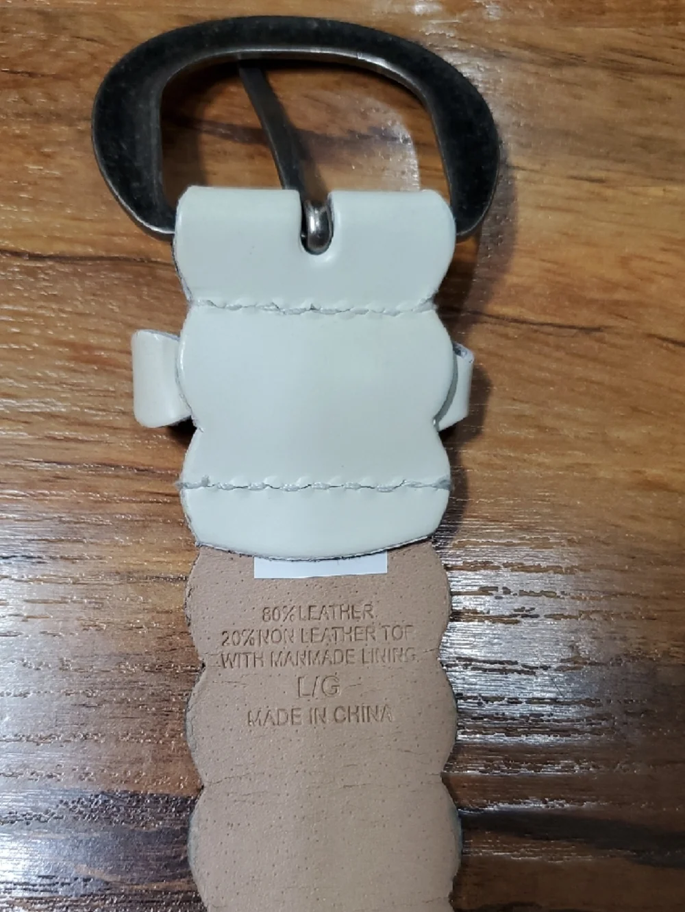 White Scalloped Leather Belt Women’s Large